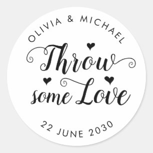 Throw Some Love Confetti Wedding Favour Script Classic Round Sticker
