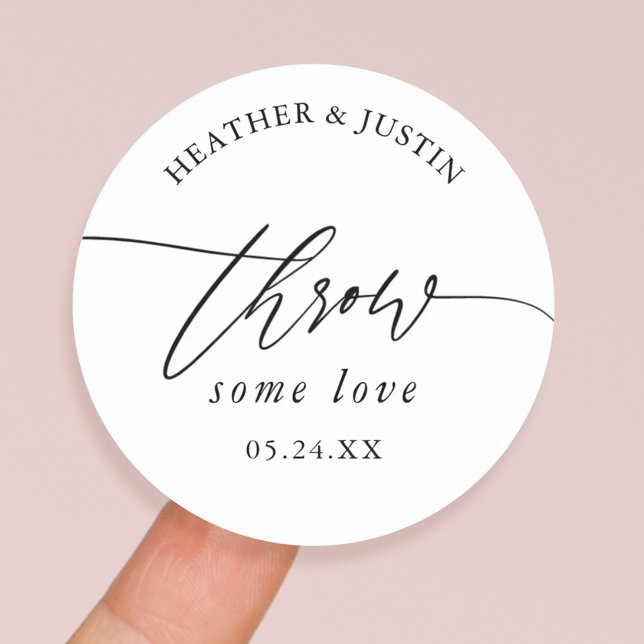 Throw Some love Wedding Confetti Favour Classic Round Sticker (Creator Uploaded)