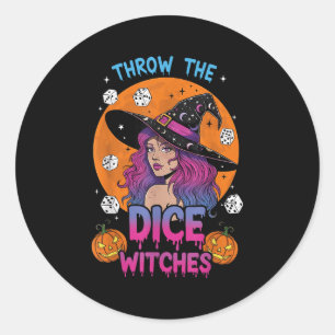 Throw The Dice Witches Bunco Party Funny Halloween Classic Round Sticker