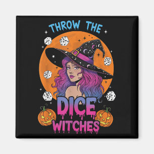 Throw The Dice Witches Bunco Party Funny Halloween Magnet