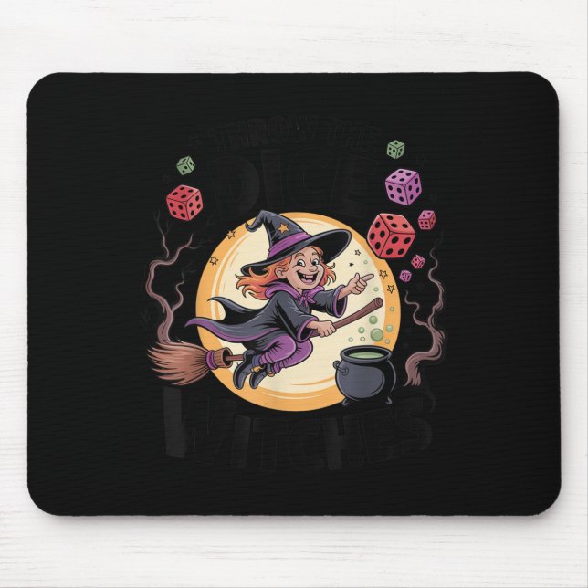 Throw The Dice Witches Halloween Bunco Dice Game D Mouse Pad (Front)