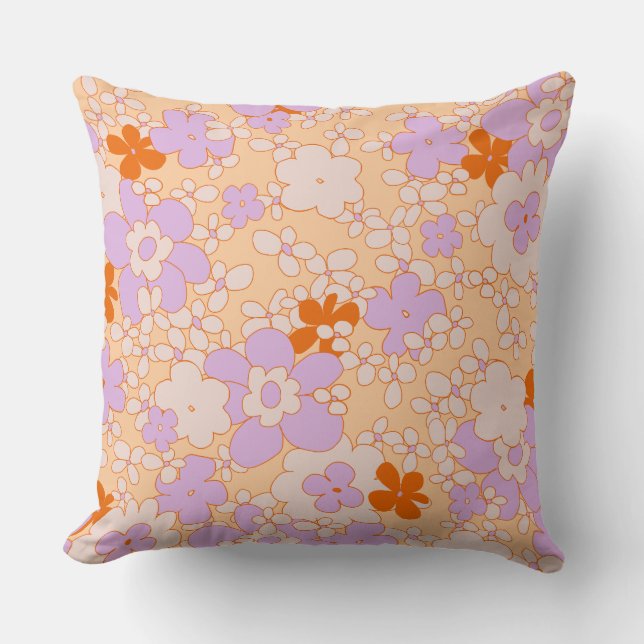 throwback 60s flower pattern throw pillow (Front)