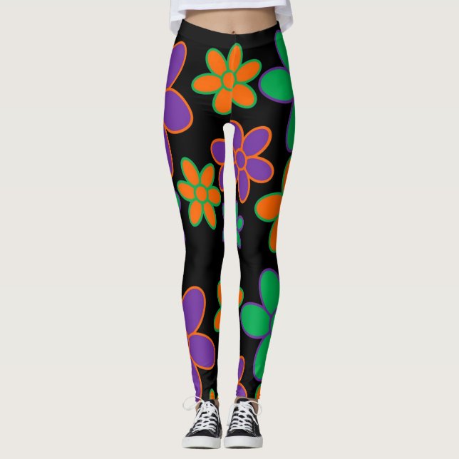 Throwback 70s Flower Power Leggings (Front)