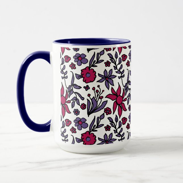 Throwback 80s Floral Design Big Mug (Left)
