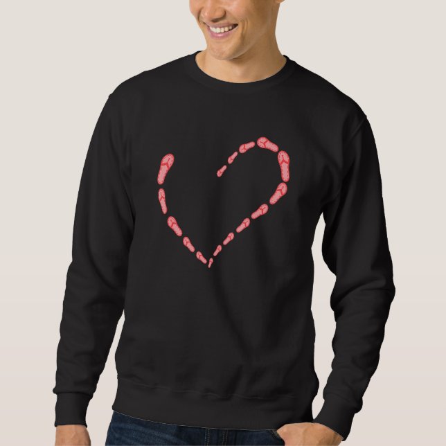 Throwing Flying Sandal Flip Flops Shape Of Love Sweatshirt (Front)