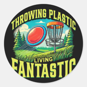 Throwing Plastic Living Fantastic Disc Golf Sport Classic Round Sticker
