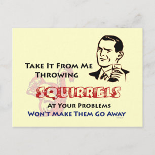 Throwing Squirrels Retro Postcard