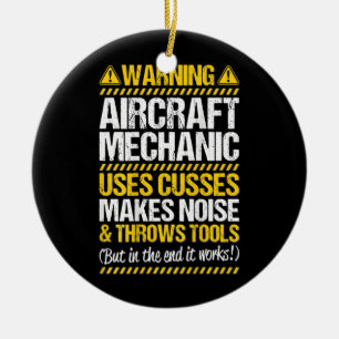 Throws Tools Aircraft Mechanic  Ceramic Tree Decoration
