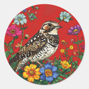 Thrush Bird Vintage Elegant Nature Botanical 🎁 Classic Round Sticker