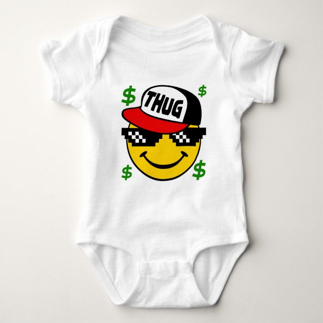 Thug Emoticon Baby Bodysuit (Front)