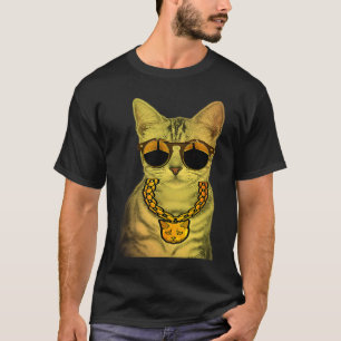 Thug Gangster Sunglasses Chain Gansta Cat Kitty T-Shirt