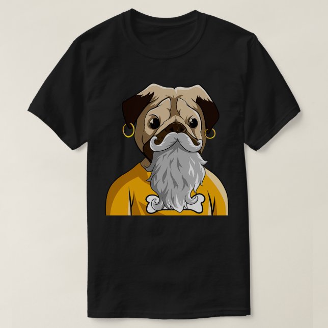THUG PUG BEARD WITH EARRING T-Shirt (Design Front)