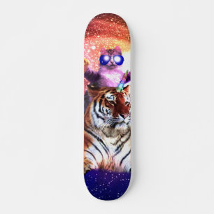 Thug Space Cat On Tiger Unicorn Skateboard