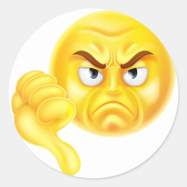 Thumb Down Emoji Classic Round Sticker (Front)