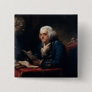 Thumb Portrait, Benjamin Franklin Founding Father 15 Cm Square Badge