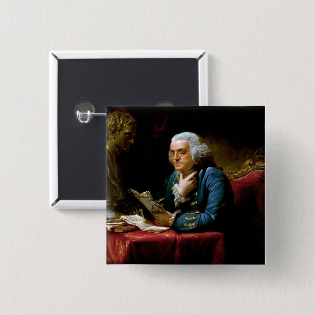 Thumb Portrait, Benjamin Franklin Founding Father 15 Cm Square Badge (Front & Back)