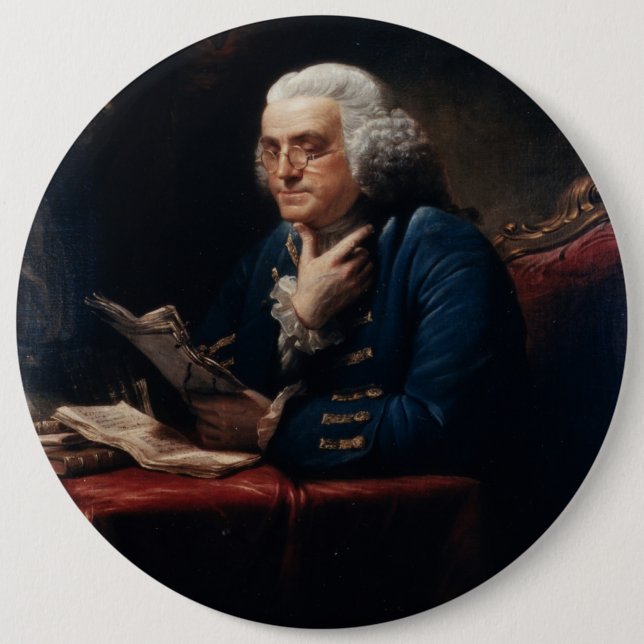 Thumb Portrait, Benjamin Franklin Founding Father 6 Cm Round Badge (Front)