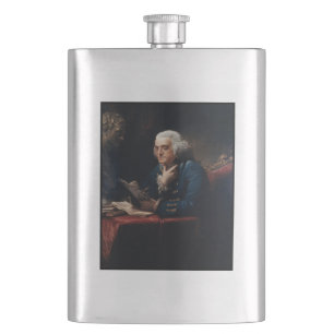 Thumb Portrait, Benjamin Franklin Founding Father Hip Flask