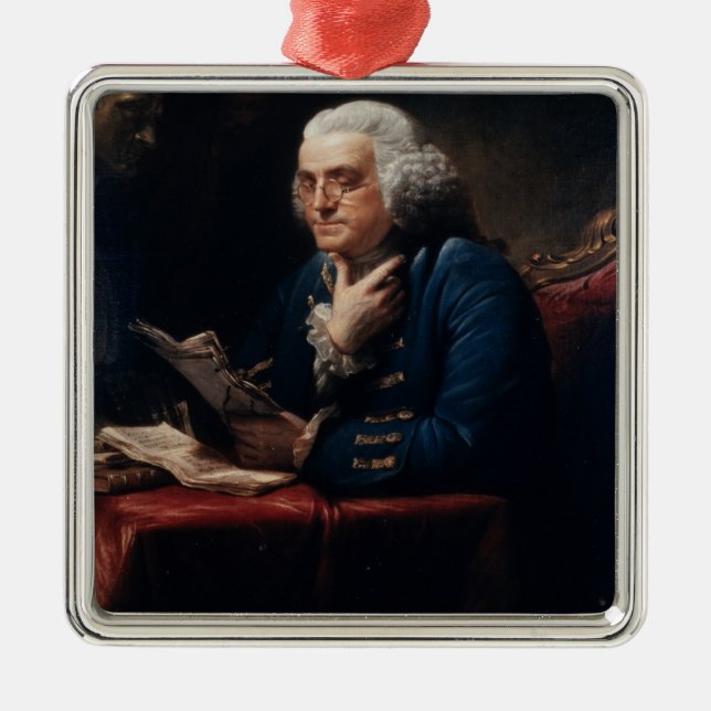 Thumb Portrait, Benjamin Franklin Founding Father Metal Tree Decoration (Front)