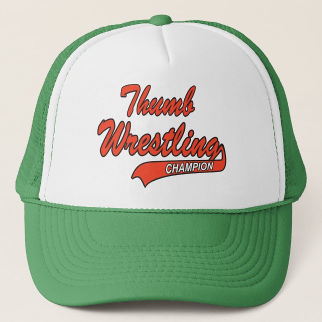 Thumb Wrestling Champion Trucker Hat (Front)