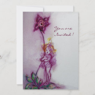 THUMBELINA 2  ,pink purple silver metallic Invitation