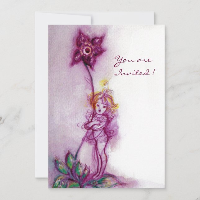 THUMBELINA 2  ,pink purple white Invitation (Front)