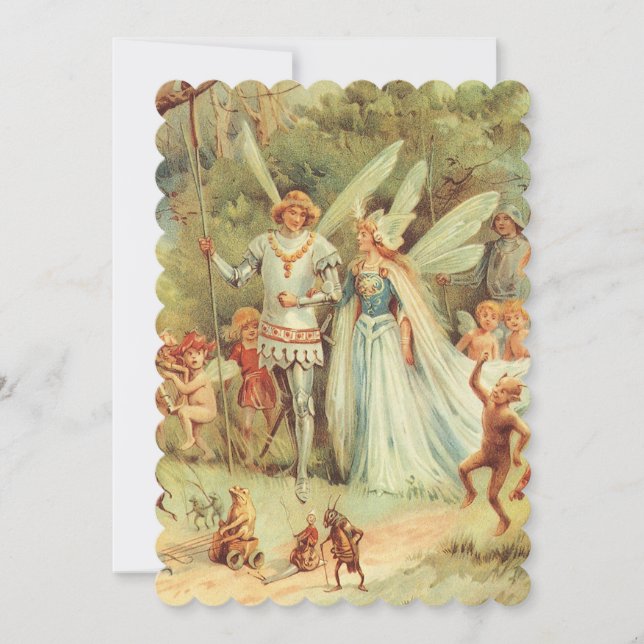 Thumbelina and Prince Wedding, Vintage Fairy Tales Invitation (Front)