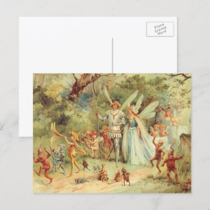 Thumbelina and Prince Wedding, Vintage Fairy Tales Postcard