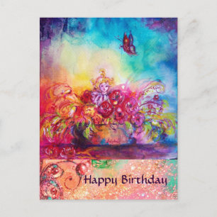 THUMBELINA,FLOWER BASKET AND BUTTERFLY POSTCARD