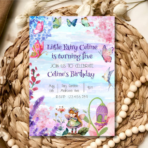 Thumbelina little fairy birthday invitation