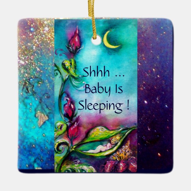 THUMBELINA  PINK RUBY HEART MONOGRAM DOOR HANGER CERAMIC TREE DECORATION (Front)