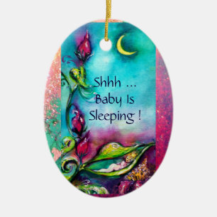 THUMBELINA PINK RUBY MONOGRAM DOOR HANGER CERAMIC TREE DECORATION