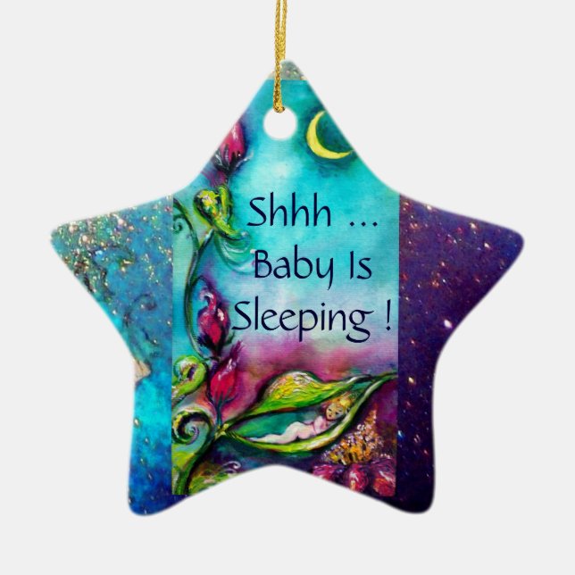 THUMBELINA  PINK RUBY STAR MONOGRAM DOOR HANGER CERAMIC TREE DECORATION (Front)
