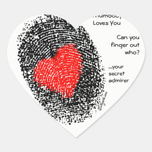 Thumbody Loves You Heart Shape Fingerprint Sticker