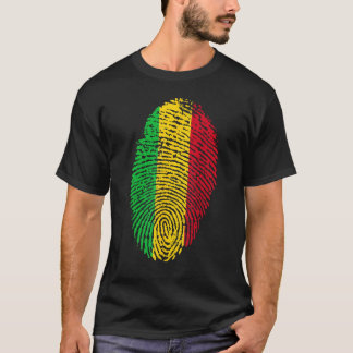 Thumbprint Fingerprint Mali Flag West Africa T-Shirt