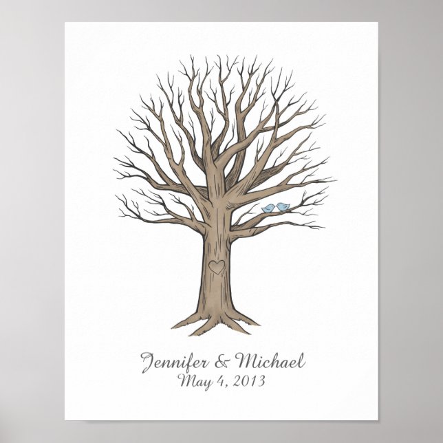 Thumbprint Fingerprint Wedding Tree Guestbook (Front)