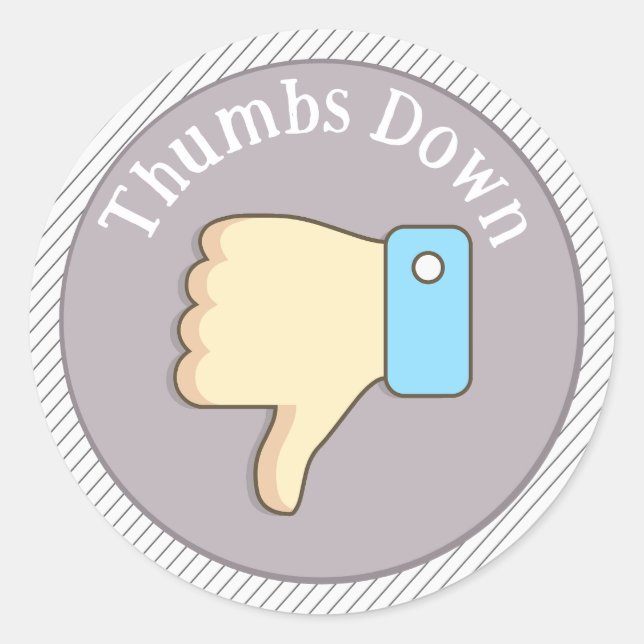 Thumbs Down Hand Purple Classic Round Sticker (Front)