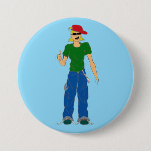 thumbs up 7.5 cm round badge