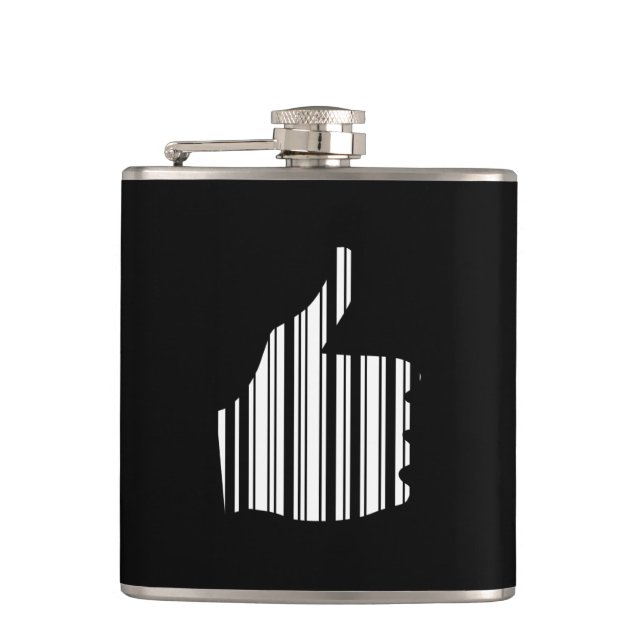 THUMBS UP BAR CODE Thumb Gesture Pattern Design Hip Flask (Front)