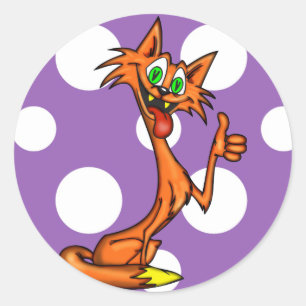 Thumbs Up Cartoon Cat Classic Round Sticker