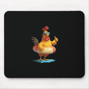 Thumbs Up Chicken In Holiday Pool Ring Costume  Mouse Pad