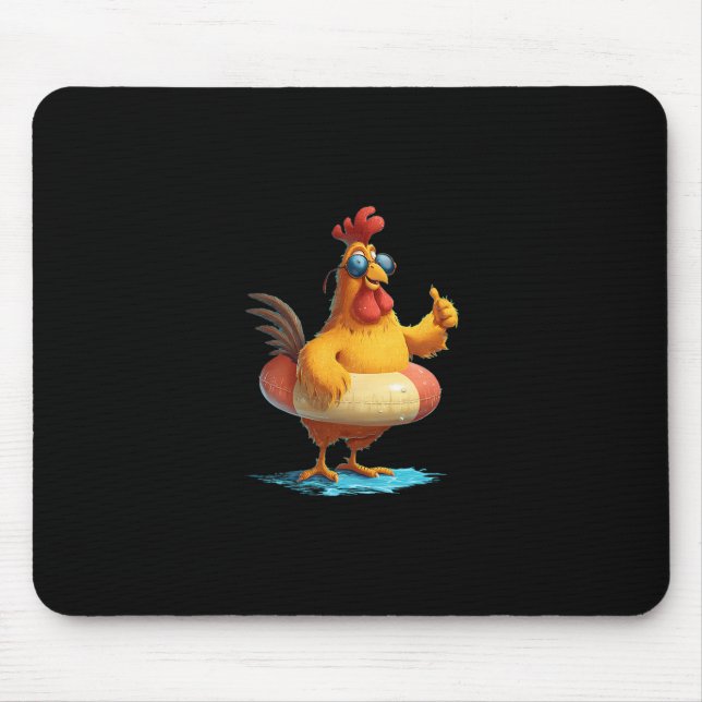Thumbs Up Chicken In Holiday Pool Ring Costume  Mouse Pad (Front)