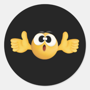thumbs up emoji black and white, background classic round sticker