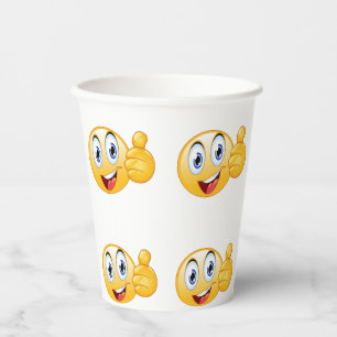 Thumbs Up Emoji Well Done Happy Smiling Face Paper Cups