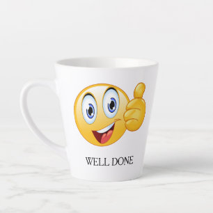 Thumbs Up Emoji Well Done Smiling Face Customised Latte Mug