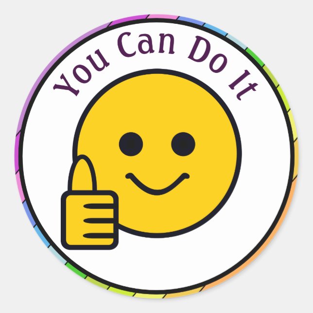 Thumbs Up Face You Can Do It Classic Round Sticker (Front)