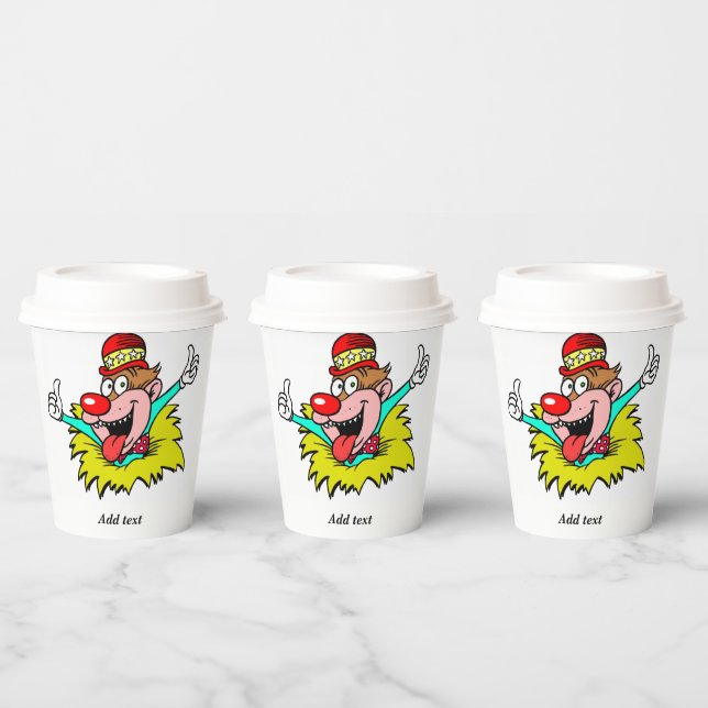 Thumbs Up, fun clown TEMPLATE, Paper Cups (Multi)