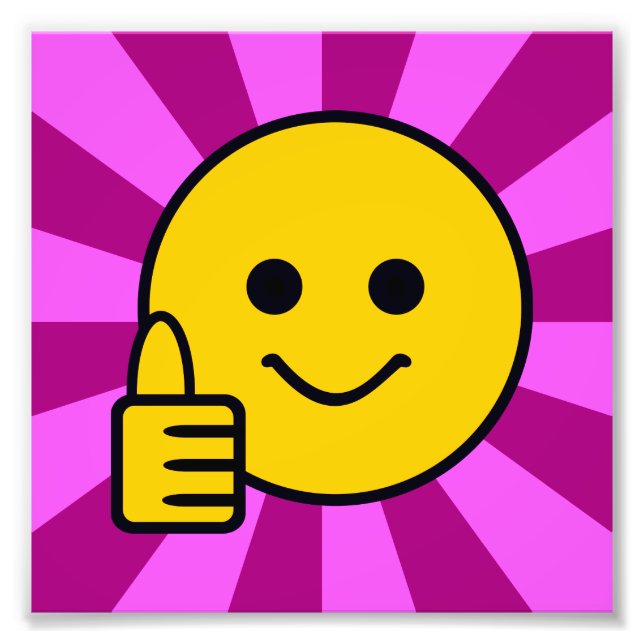 Thumbs Up Happy Yellow Face Photo Print (Front)