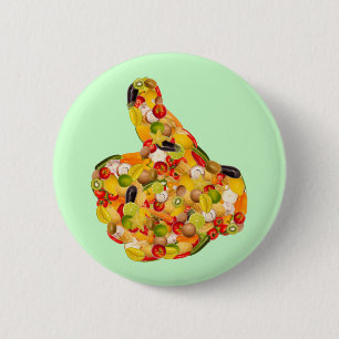 Thumbs up of fruits and vegetables 6 cm round badge