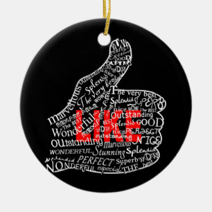 Thumbs up with LIKE text design Ceramic Tree Decoration
